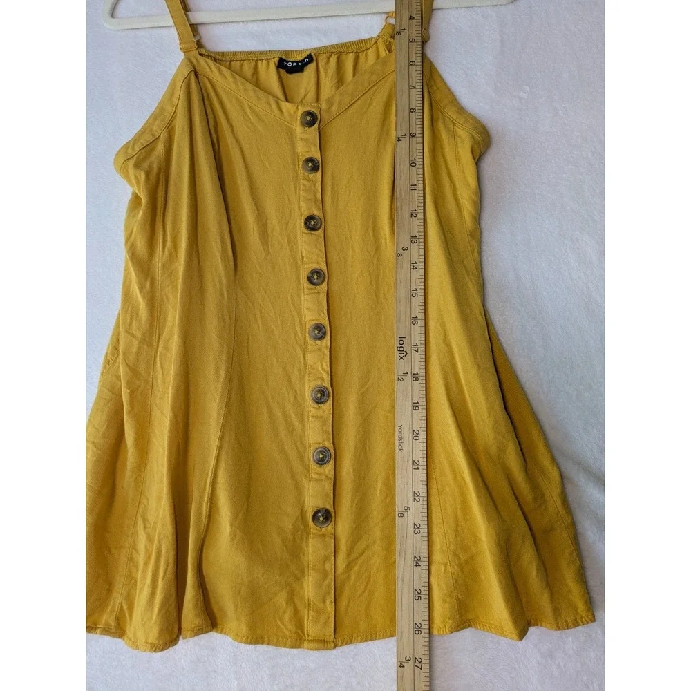 Torrid Cami Tank Top Womens 0 Mustard Yellow Button Front Babydoll Flared Straps